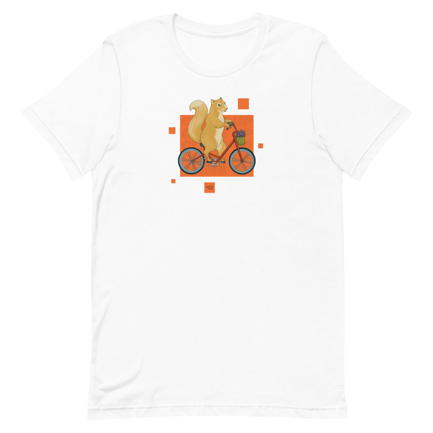EKAH’s squirrel illustration on a white t-shirt.