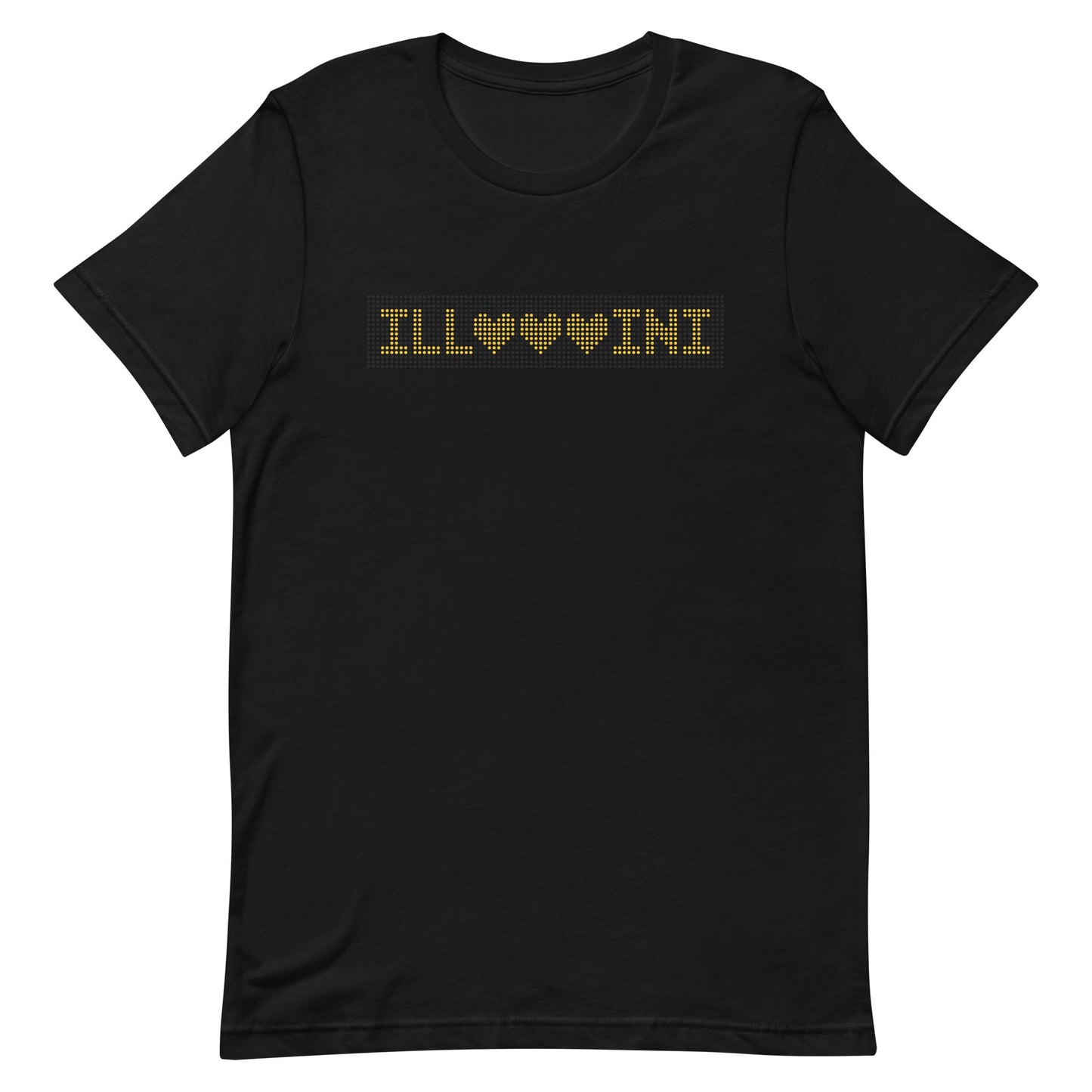 Black t-shirt with MTD's Illini Hearts headsign design printed across the chest.