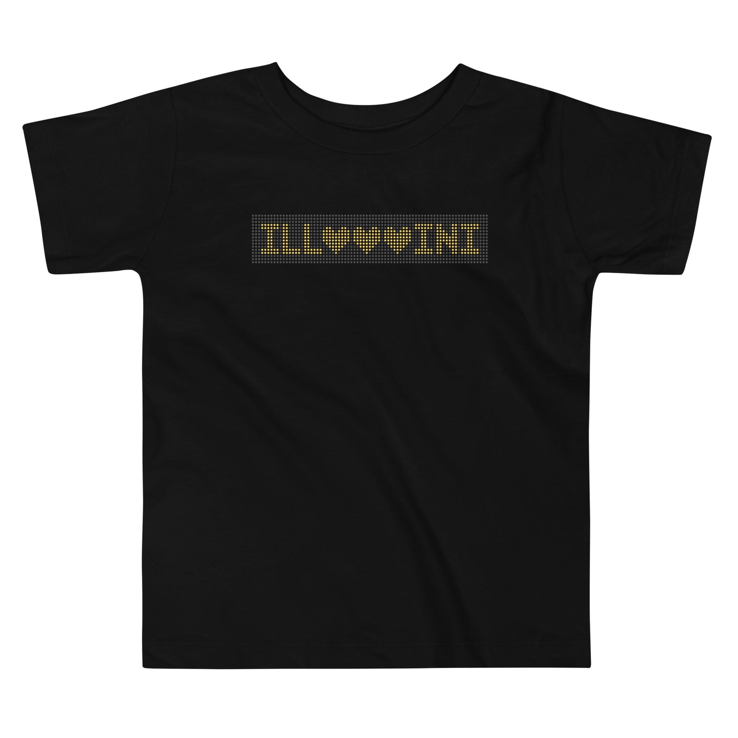Black toddler t-shirt with MTD's Illini Hearts headsign design printed across the chest.