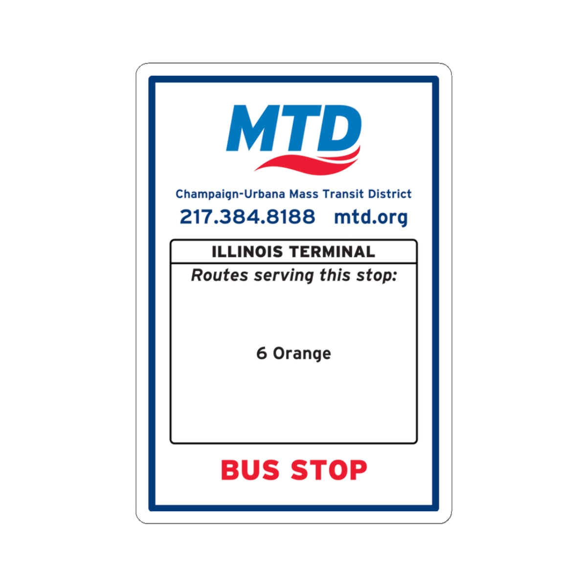 Bus Stop Sign Sticker