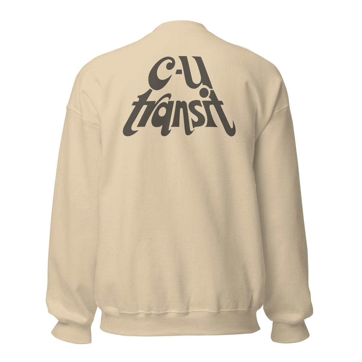 MTD Time Machine crewneck sweatshirt featuring vintage CU Transit bus stop signs and the historic CU Transit logo.