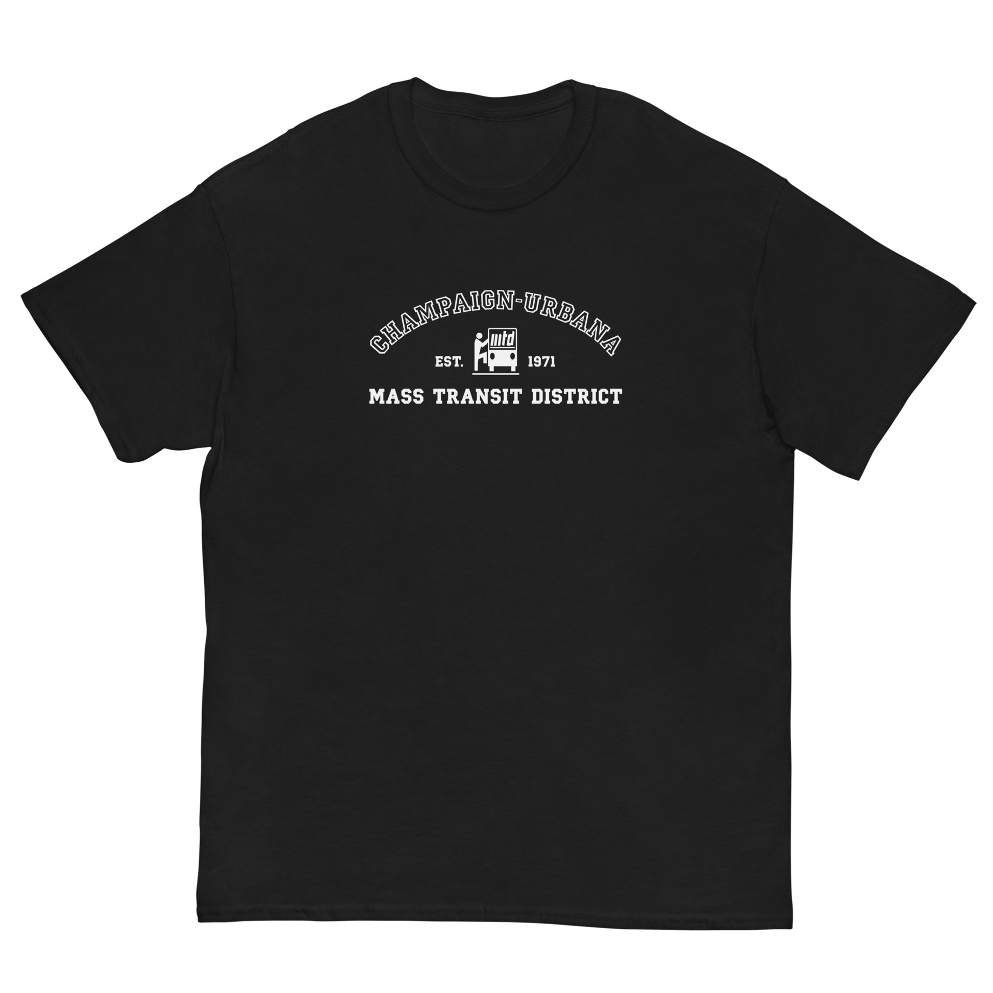 Black t-shirt featuring a throwback MTD wordmark.